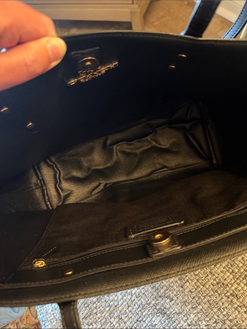 Coach Dark Brown Signature Canvas City Tote with Black Straps - Picture 3 of 11